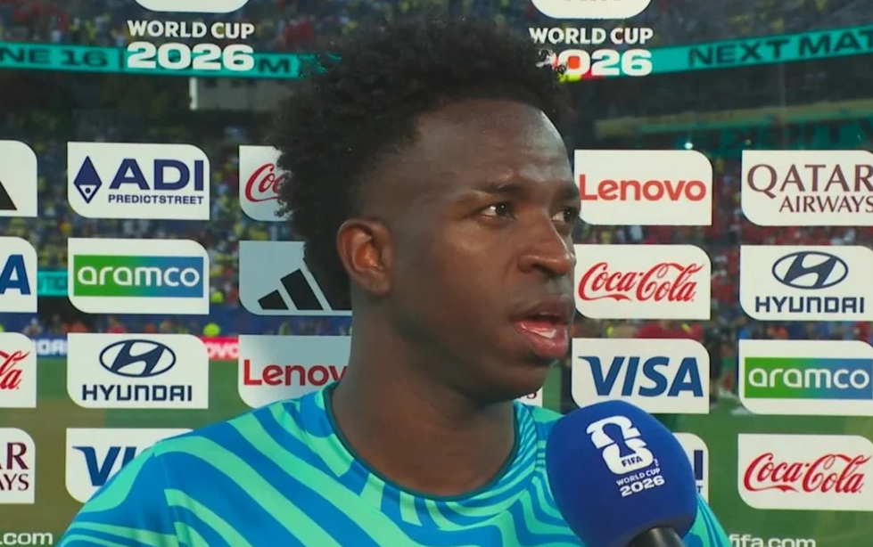 Vini Jr. marcou o único gol do Brasil (Foto: Reprodução / Globo)