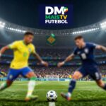Ilustração de partida de Brasil contra Escócia (Fotos: Reprodução / Canva / Montagem DM Mais TV)