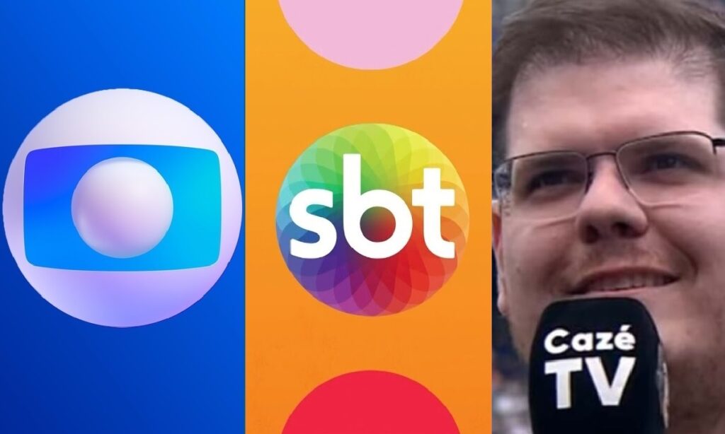 Logos da Globo, SBT e Casimiro Miguel da CazéTV (Fotos: Reprodução / Instagram / Montagem DM Mais TV)