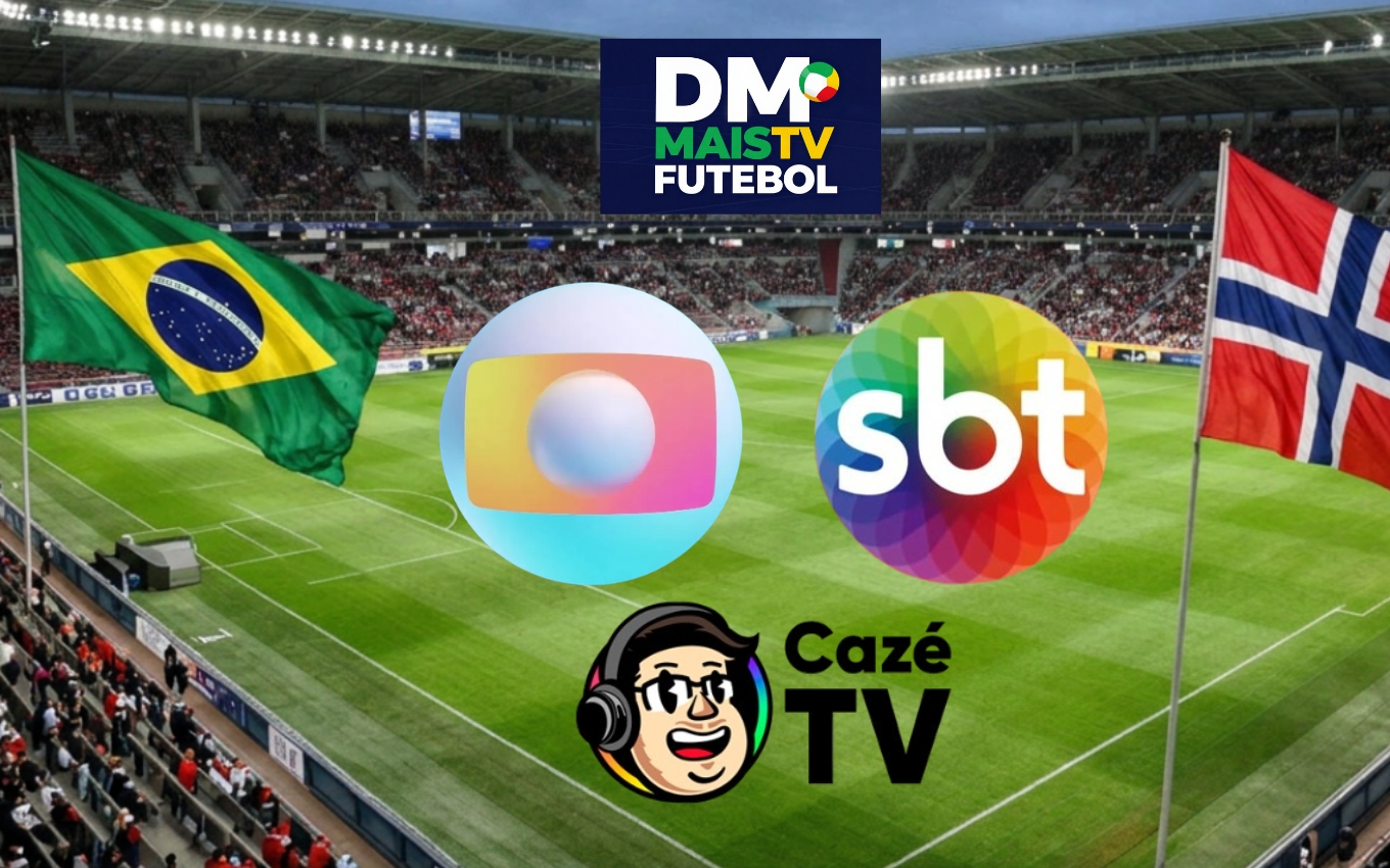Audiência de Brasil e Noruega na Globo, SBT e CazéTV (Fotos: Reprodução / Canva / Montagem DM Mais TV)