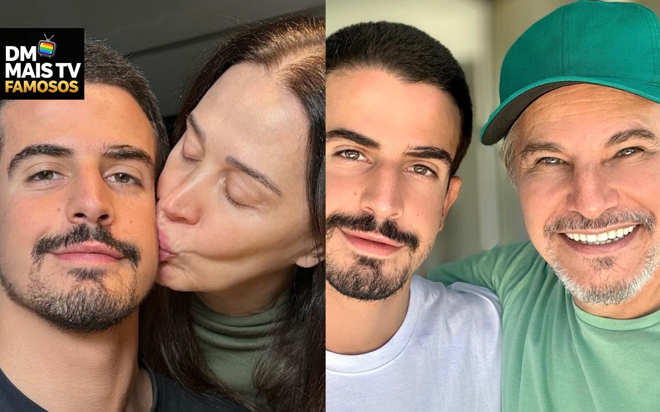 Enzo Celulari ao lado dos pais, Claudia Raia e Edson Celulari (Fotos: Reprodução / Instagram / Montagem DM Mais TV)