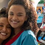 Lucy Ramos e Sheron Menezzes são as amigas Juli e Bela em Por Você (Fotos: Reprodução / Globo / Montagem DM Mais TV)