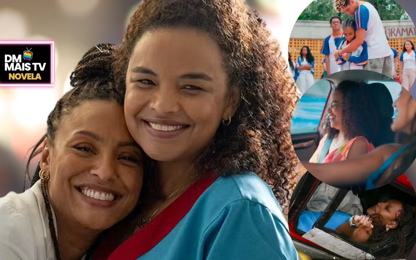 Lucy Ramos e Sheron Menezzes são as amigas Juli e Bela em Por Você (Fotos: Reprodução / Globo / Montagem DM Mais TV)