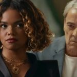 Nancy com novo visual, toda produzida e com ares de executiva para se encontrar com Ulisses e conduzir o negócio em Quem Ama Cuida e ajudar Adriana na vingança.
