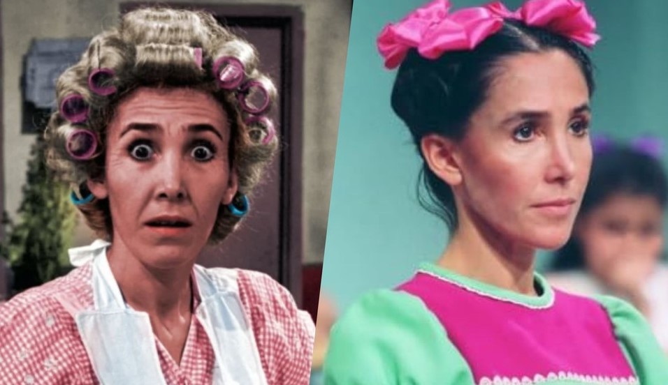 Florinda Meza como Dona Florinda e P&oacute;pis no seriado Chaves (Fotos: Reprodu&ccedil;&atilde;o / SBT) 
