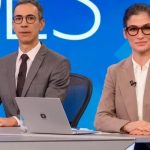 César Tralli e Renata Vasconcellos no estúdio usado para as sabatinas com presidenciáveis.